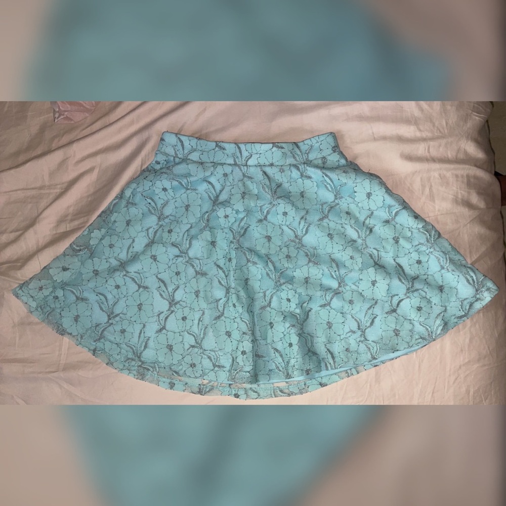 Blue floral lace circle skirt size sm